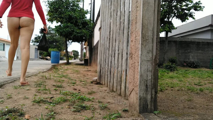 Brazilian Wife Flashes Hairy Pussy Outdoor - No Panties On Street