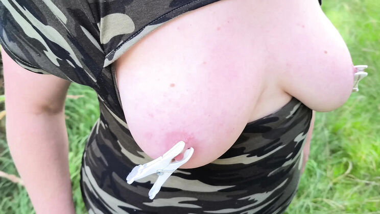 Bouncy Tits Hiking Adventure: Nipple Clamp Torture & Public BDSM