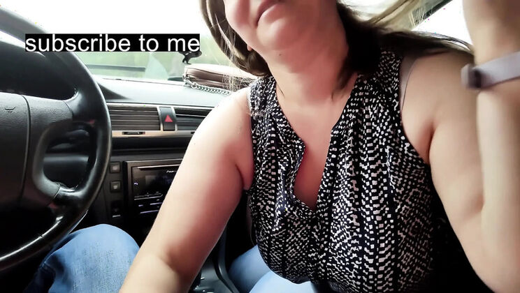 Stepsister First Blowjob POV - Amateur Brunette MILF Sucks Cock in Car