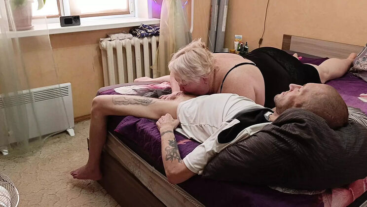 Mature MILF Mother-in-Law Deep Throat Blowjob & Swallows Cum