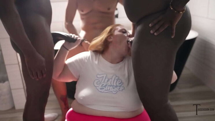 SSBBW Julie Ginger Rough Face Fuck BBC Blowbang Gangbang