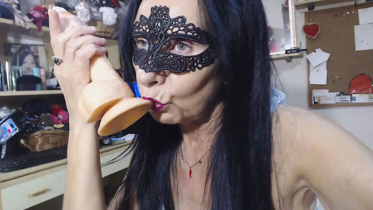 Brunette MILF in Stockings Fucks Herself with Dildo - Amateur Italian Solo