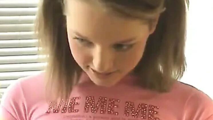 Britney Braces Amateur Solo - Skinny Teen Strips Lingerie and Plays with Banana Cream