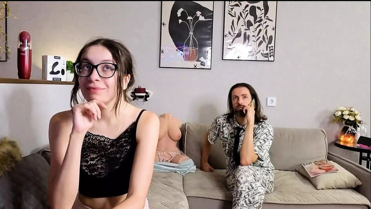 Skinny Russian Teen Diana Verhiniz Gets Anal Destruction From Boss on Zoom Call - Cuckold Husband Watches Cheating Wife