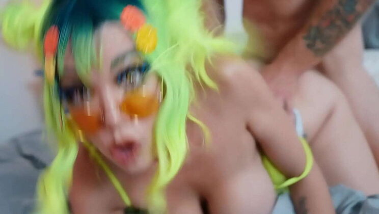 Little Puck Cosplay Deep Throat & Huge Tits Fuck - Doggystyle & Cowgirl with Big Cock