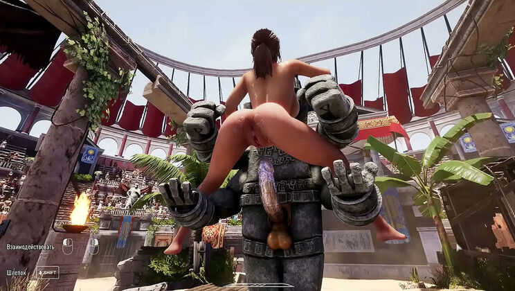 Huge Stone Penis Statue Surprises Lara Croft - 3D Hentai Blowjob & Giant Cumshot