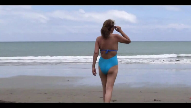 Stepson Fucks Stepmom on Beach - Blonde Latina with Huge Ass Takes Big Cock Inside Her Pussy