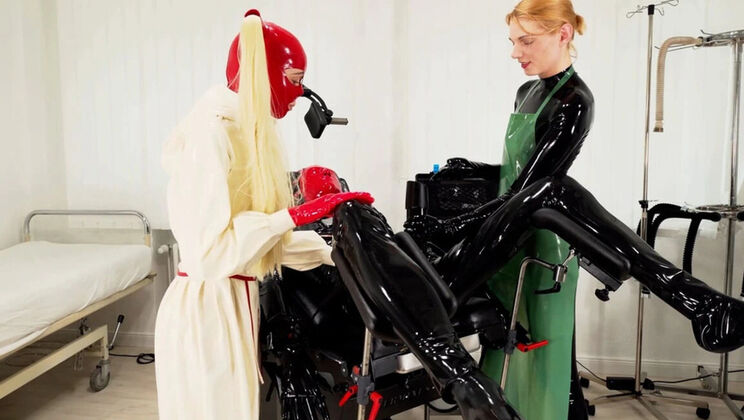 Masked Rubber Nurse Handjob & Cumshot in BDSM Clinic 4K