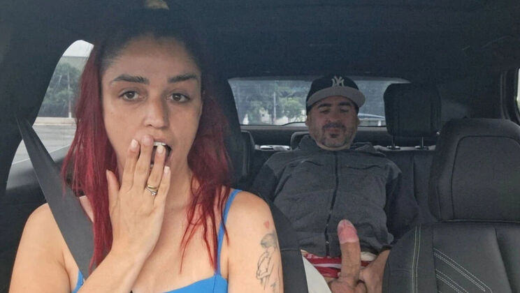 Amateur App Driver Catches Skinny Passenger Masturbating From Behind! Homemade Handjob