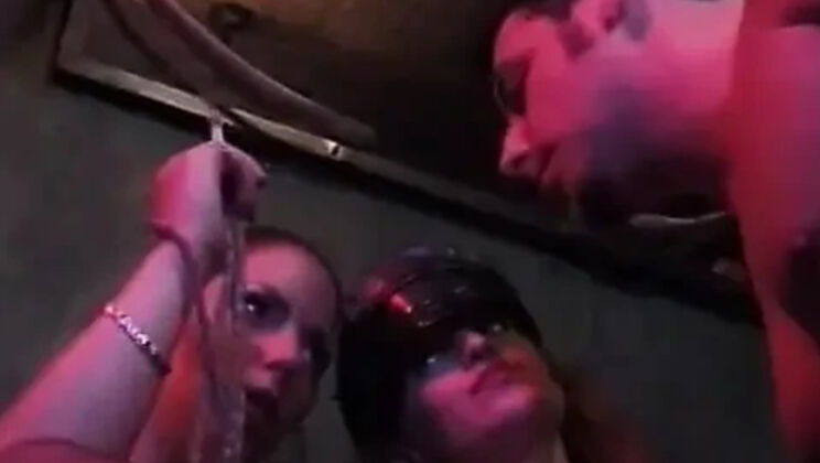 Hot guy gets punished by two crazy babes in a weird place