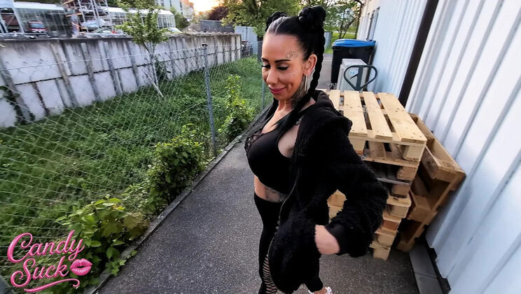 Boss Fucks Slut CandySuck Without Warning in Public