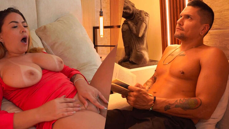 Busty blonde masturbates and her brother-in-law gives her what her husband doesn't know