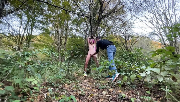 Pervert Submissive Teen Slut Fucked Hard Outdoor in Forest